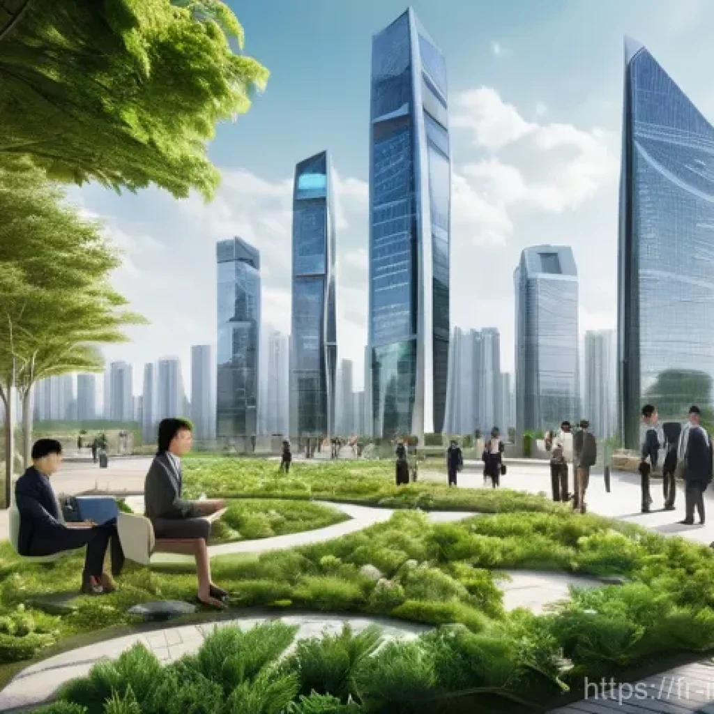 한국에서의 임팩트 투자 현황 - **Prompt:** A vibrant, futuristic urban landscape in South Korea, reminiscent of Songdo, with sleek,...