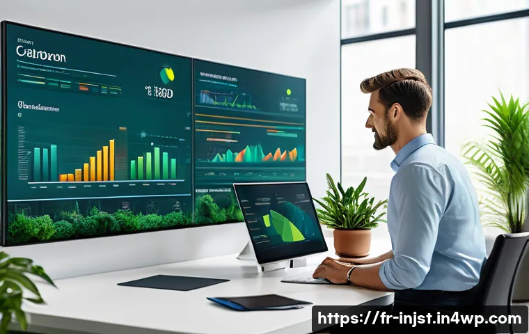 임팩트 투자 트렌드 및 전망 - A modern European investment office scene showing diverse professionals analyzing large digital scre...