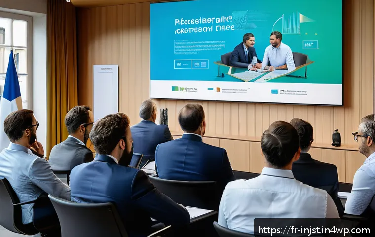 임팩트 투자와 투자자의 역할 - A professional conference scene in Paris, featuring diverse financial experts and investors discussi...